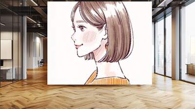 女性・女の子のイラスト素材　 Wall mural